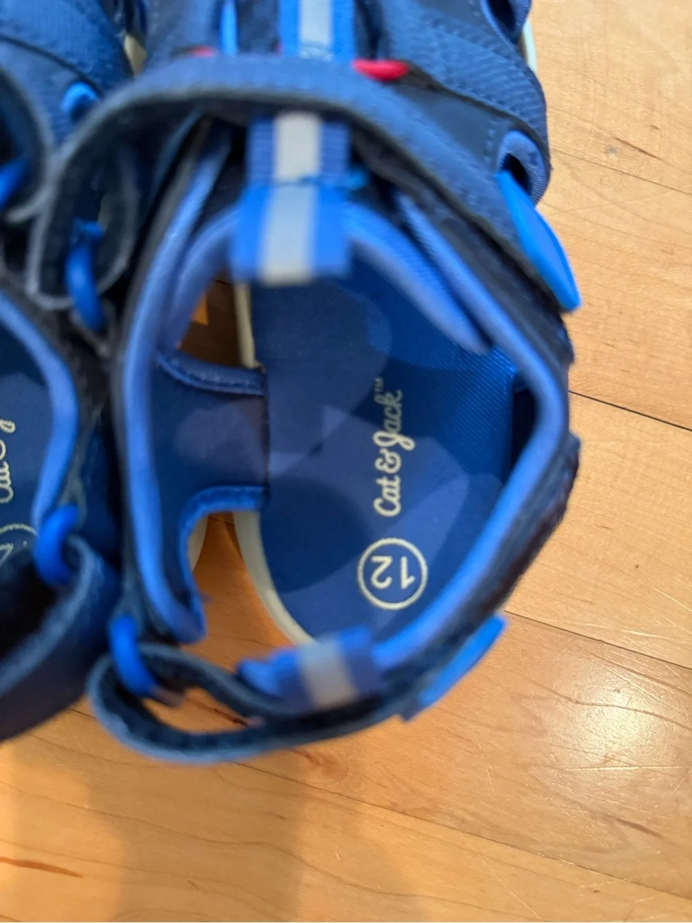 Cat & Jack Navy and Blue Closed-Toe Sport Sandals with Red Accents